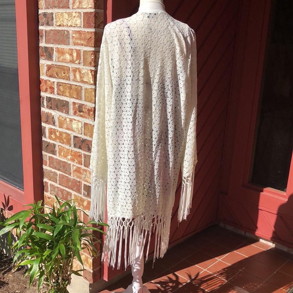 NWOT VELZRIA Open Fringed Cardigan - Picture 7 of 12